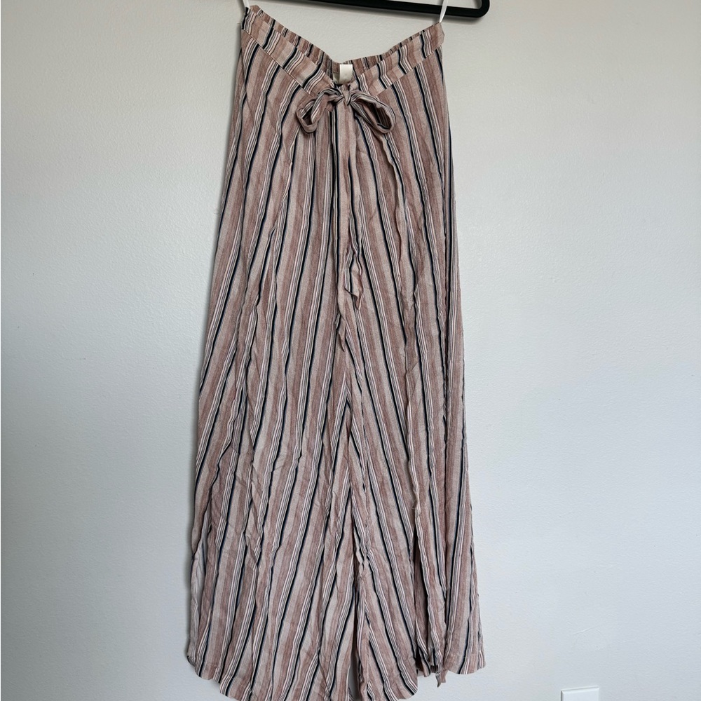 Mahina Pink and Black Striped Wide-Leg Pants